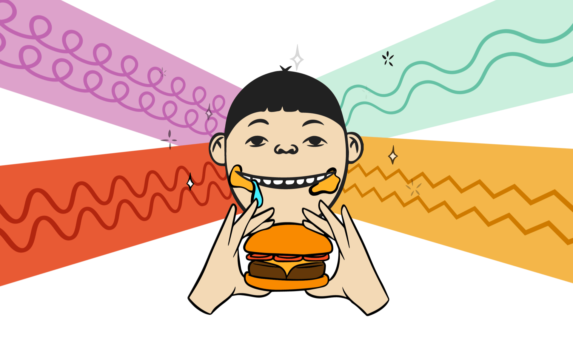 Kid eating a burger